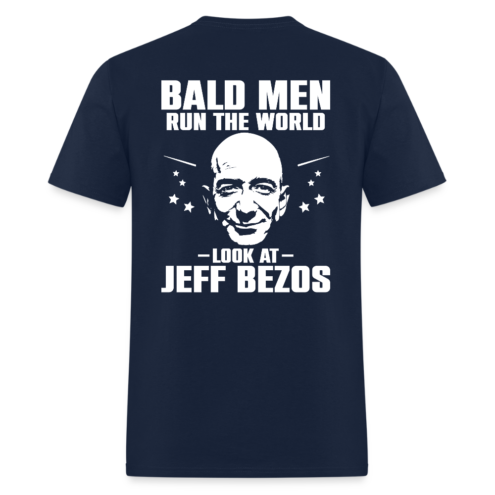 Bald Men Run The World Back Print T Shirt - navy