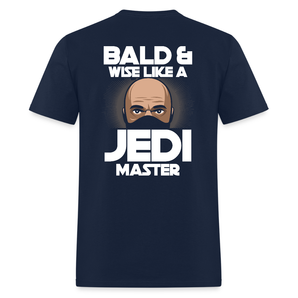 Bald & Wise Like a Jedi Master Back Print T Shirt - navy