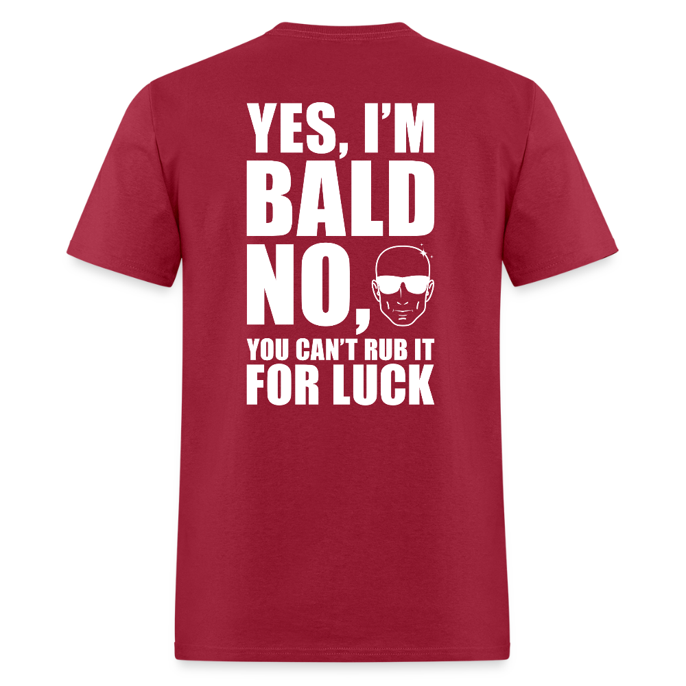 Yes I’m Bald Back Print T Shirt - dark red