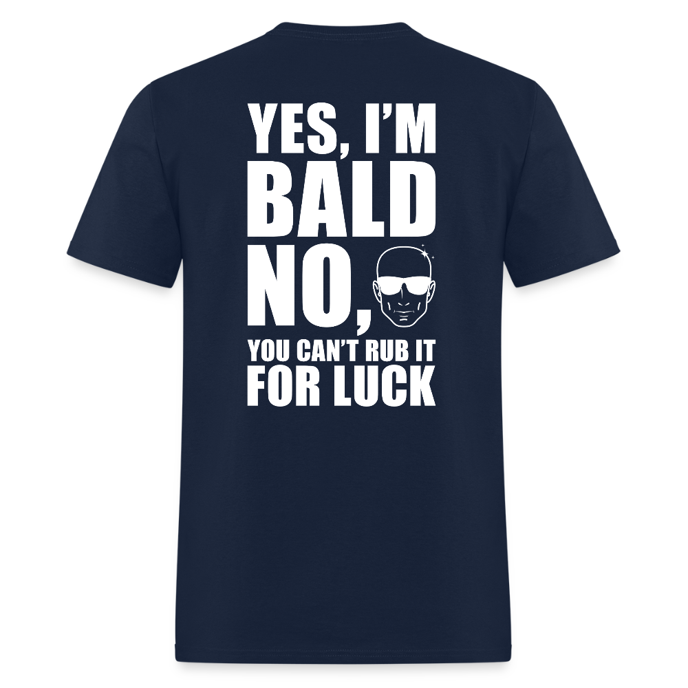 Yes I’m Bald Back Print T Shirt - navy